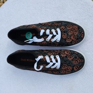 Isaac Mizrahi Women's Size 8 Canvas Lace Shoes Pumpkins Bats Skulls